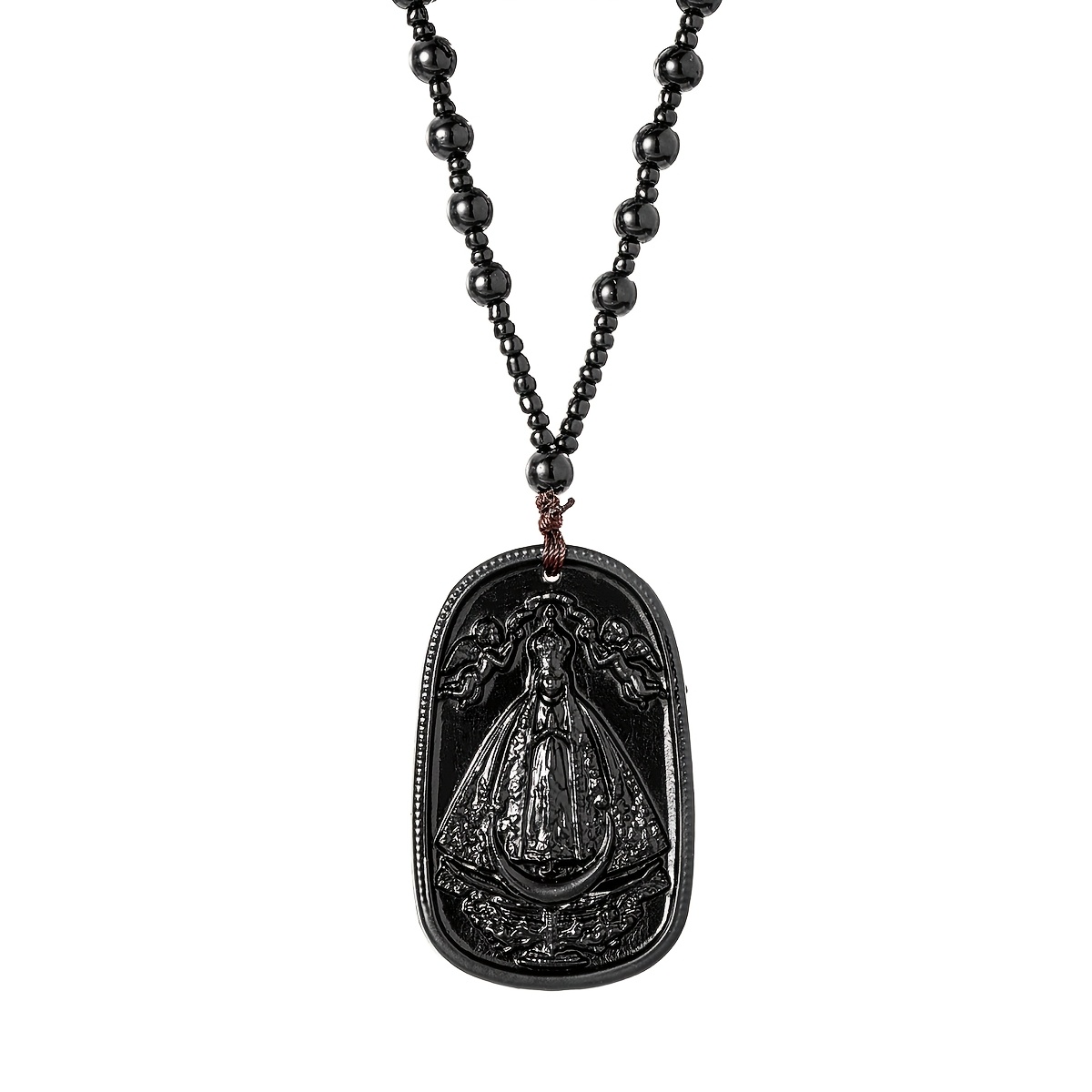 Vintage Gothic Style Glass Black Beaded Necklace